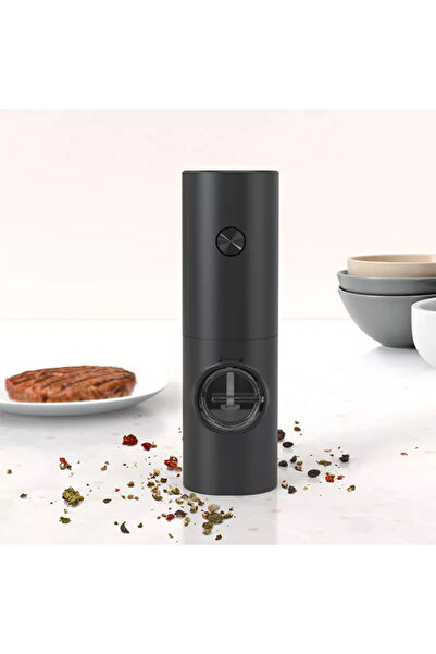 awwaline Râșniță electrică de sare/piper, awwaline, neagră, indicator LED, grosime reglabilă