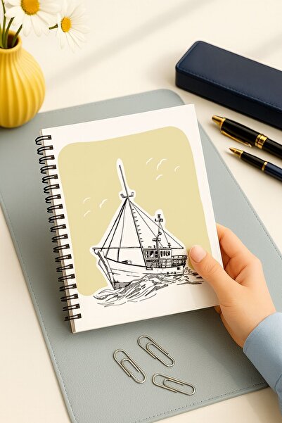 Eldesen Tasarım Set of 2 Dotted Notebooks, A5 Size 50 Sheets 100 Pages Set of 2, Lighthouse