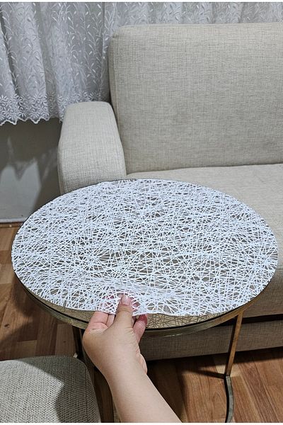 Rona Home Luxury Round Coffee Table Table Cover – Wipeable, Waterproof, Lace Pattern