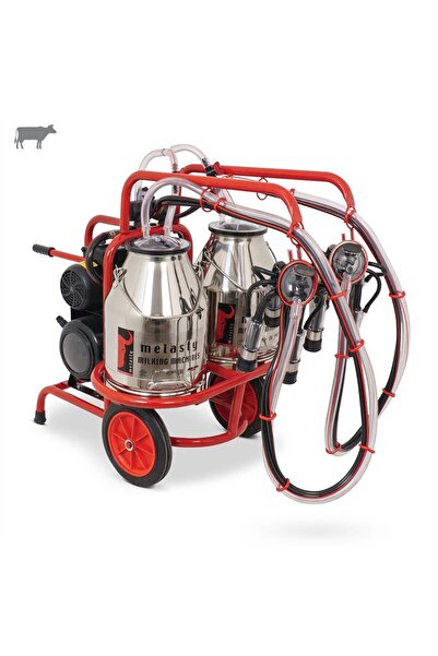 Melasty İkili İnek Süt Sağma Makinesi (Çift Güğümlü) (Paslanmaz-Kauçuk) (Kuru)