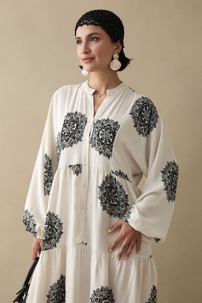 InStyle Single Color Ethnic Black Viscose Dress