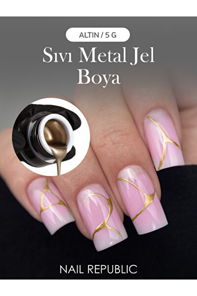 Nail Republic Kalıcı Oje Mirror Jel Boya Gold – Metalik Ayna Efektli Nail Art...