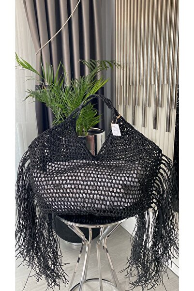 WOMANBAG جرس شاطئ مصنوع يدويًا بتصميم كاجوال مزين بشراشيب