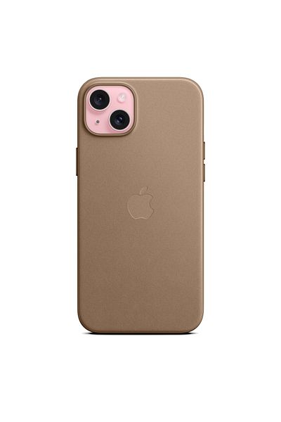 Apple جراب iPhone 15 Plus FineWoven مع MagSafe - بني رمادي