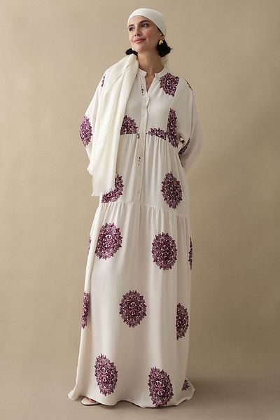 InStyle Single Color Ethnic Purple Viscose Dress
