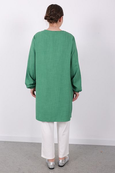 Linvey Summer Women's Tunic Casual Slim Sofia Linen Tunic with Necklace
