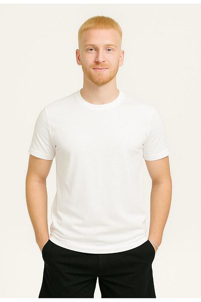 AXXEL Men's White Short Sleeve T-Shirt-D405