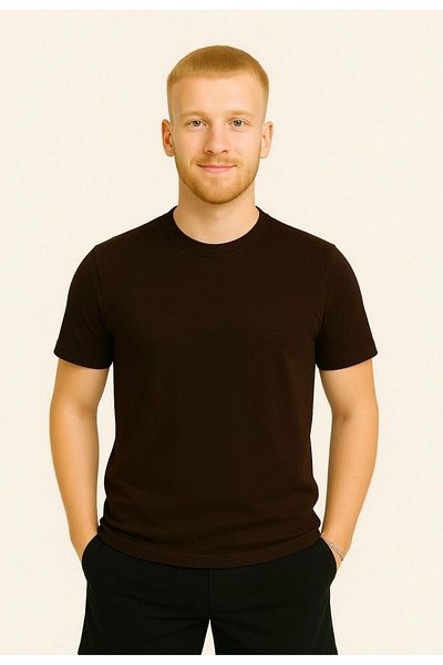 AXXEL Men's Brown Short Sleeve T-Shirt-D405