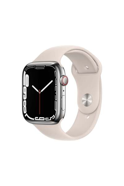 Apple Watch Series 7 GPS + Cellular, 41mm Silver Stainless Steel Case with Starlight Sport Band