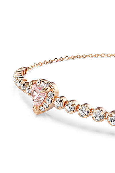 Swarovski One Bileklik, Kalp, Pembe, Pembe altın rengi kaplama