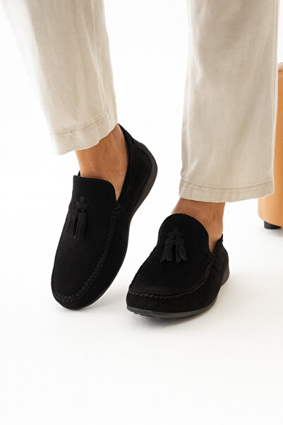 Safari Ayakkabı Mocasini Lisona pentru bărbați, cu ciucuri, din piele naturală, din piele intoarsa