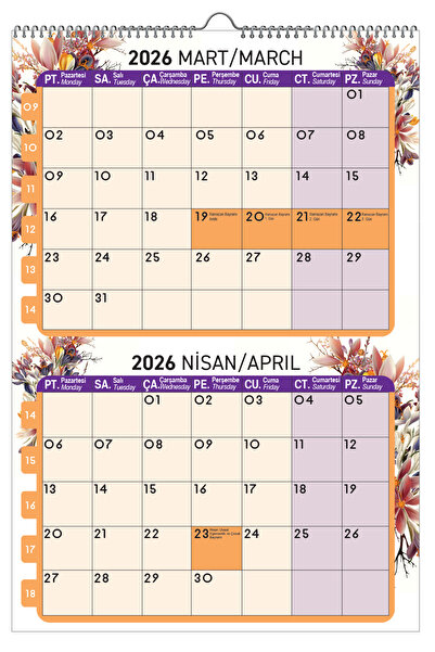 NATURELBASIM 2026 DUVAR PLANLAMA TAKVİMİ-6 SAYFA 33X48