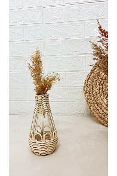 Avsar Home&Decor Doğal Rattan Dekoratif Bambu Mini Vazo-15 cm