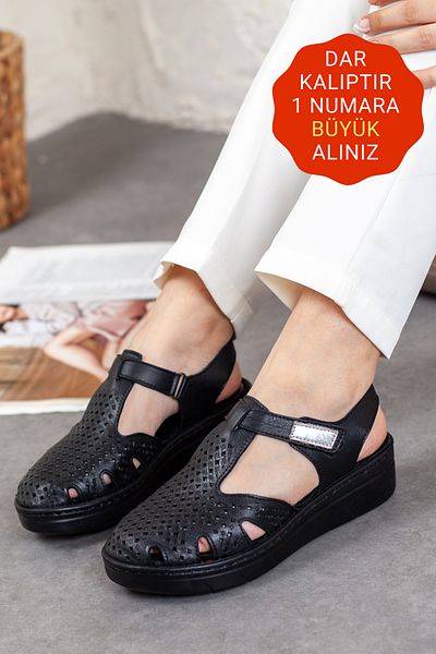 Adım Adım Women's Genuine Leather Closed-Front Orthopedic Sandals