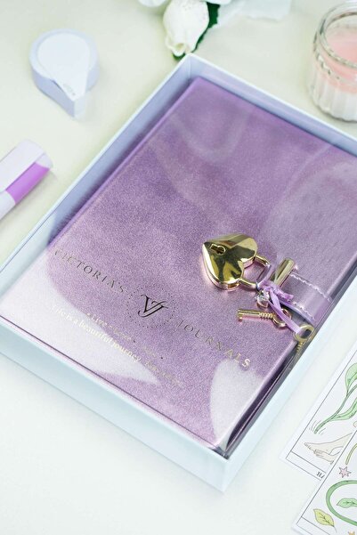Victoria's Journals Lilac Hush Hush Metallic Locked Notebook - 13x18 Cm