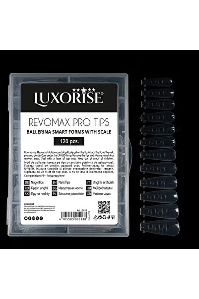 LUXORISE Vârfuri reutilizabile Polygel & Gel REVOMAX PRO TIPS, model balerină...
