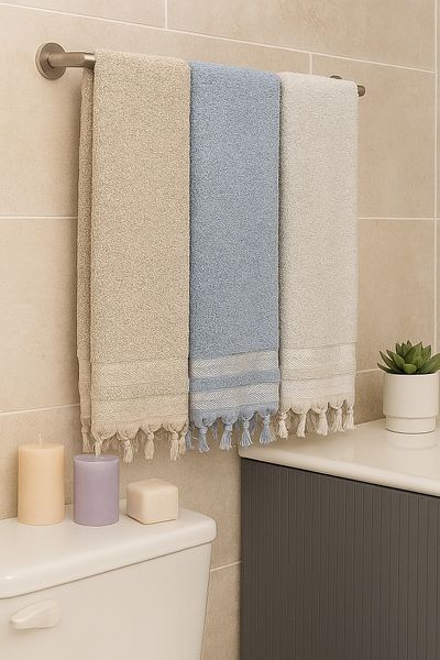 Bonny Home Lora 3-Piece Bath Towel Set – 3 Pieces 100X150 Cm, 100% Cotton, Soft Textured, Fringed Towels