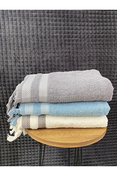 Bonny Home Набір з 3 рушників для ванної Lora – 3 штуки 100x150 см, 100% бавовна, м'яка текстура, рушники з бахромою