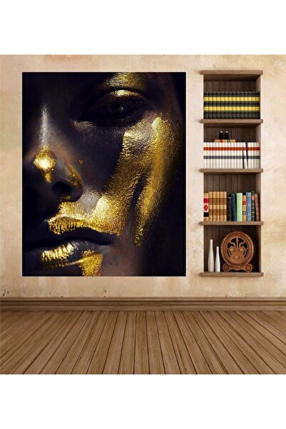 HDART Soyut Modern Yüz Sima Gold Altın Kadın Yüzü Kanvas Tablosu Tablo Tabloları