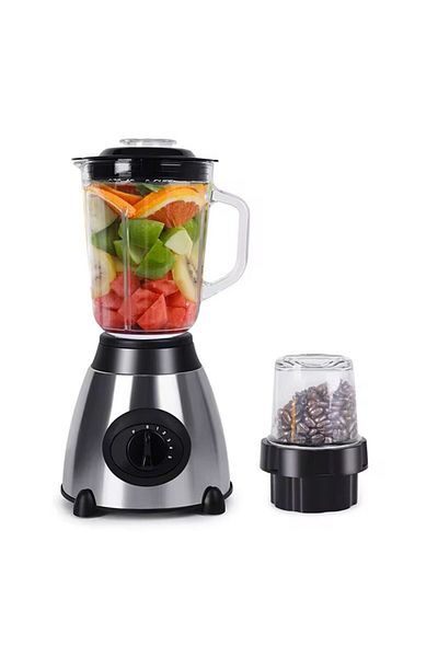 hoffmans 2 in 1 Electric Blender - 800W, 1.5L Stainless Steel Bowl + Grinder, Quick and Healthy Juices