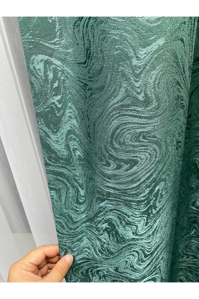 CY HOME Yeşil Fon Perde 1x3 Sık Pile (TEK KANAT)