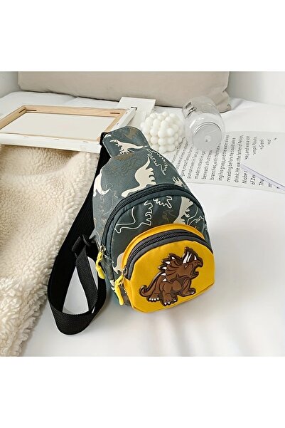 GlassySKY Dinozor Desenli ( Triceratops ) Erkek Çocuk Çapraz Vücut Çantası Hediyelik