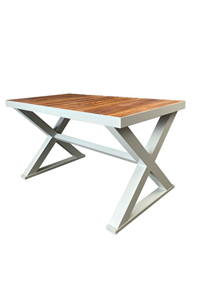 Aluseat 80x180 Ireko Tablalı 75x75 Çapraz Alüminyum Ayaklı Masa H-78cm