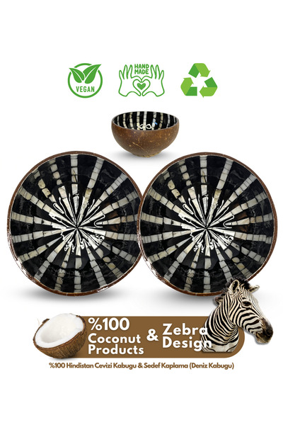 Coconut Products 2 Adet Zebra Design Hindistan Cevizi Kasesi Ve Kase Altlığı ...