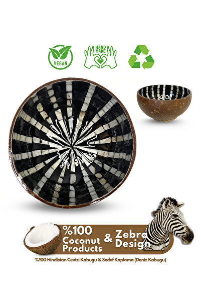 Coconut Products Zebra Design Hindistan Cevizi Kasesi Ve Kase Altlığı - Cocon...