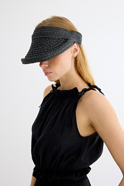 EMNORA Hasır Vizör Şapka SİYAH