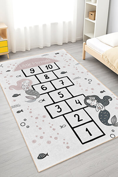 Realhomes Deniz Kızı Temalı Yıkanabilir Kaymaz Taban Çocuk Odası Halısı