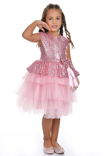 s.t. sebat tekstil فستان توتو مزين بالترتر للفتيات للمناسبات الخاصة SB275 PUDRA