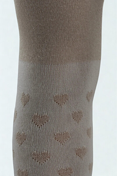 KARDEŞLER ÇORAP Girl's Cotton Heart Pattern Pantyhose Beige