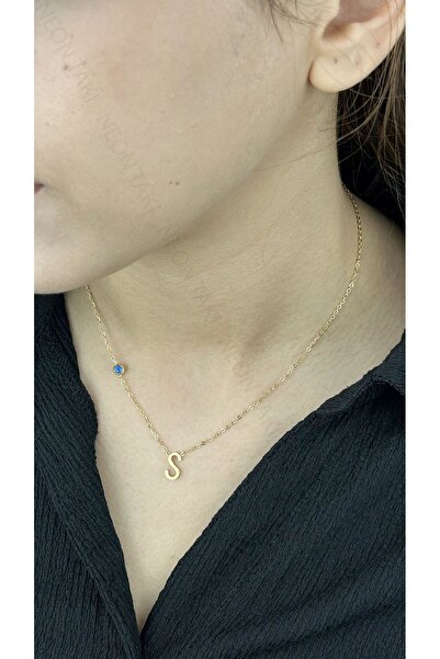 Neon Takı by Atalay حرف S، شكل عين الشر، قلادة من الفولاذ المقاوم للصدأ 285، ...