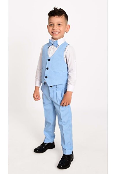 s.t. sebat tekstil Σετ για αγόρια με 3 κουμπιά γιλέκο, πουκάμισο, παπιγιόν, καρφίτσα και παντελόνι Special Day