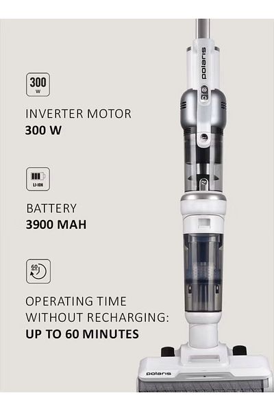 Polaris Cordless upright wet & Dry vacuum cleaner, 400W, 135 aW, up to 60 minutes of runtime