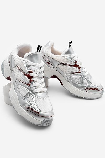 Marjin Women's Sneaker Thick Sole Lace-Up Mesh Detailed Sports Shoes Sargen Claret Red