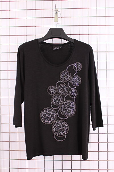 YXL COLLECTION Γυναικεία μπλούζα μεγάλου μεγέθους Lycra Flared Stone Print με...