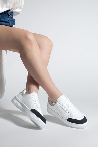 Marjin Damen Sneaker Dicke Sohle Wildleder Detail Sportschuhe Hinos Marineblau