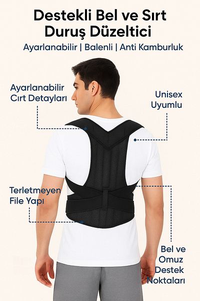 HASBY Corset pentru postură verticală – Corset ajustabil unisex pentru hunchback cifoză scolioză talie dureri de spate