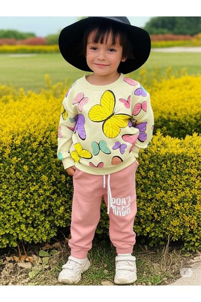 Store Butterfly Raised Girl's Set Tracksuit Set