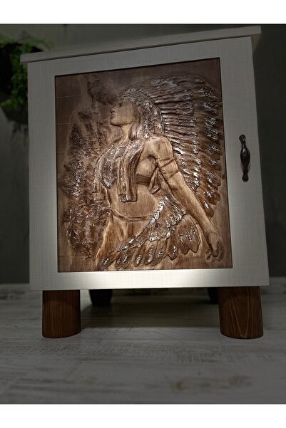 Store Aiyana Rüzgarla Konuşan Kadının hikayesi Ahşap Oyma Komodin Dolap özel üretim sınırlı sayıda