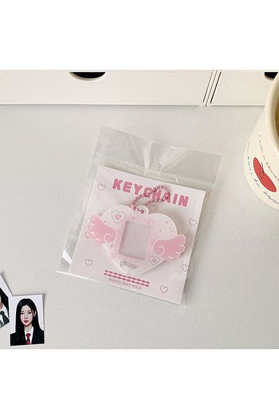 Choice White INS Style Korean Style Heart Wings Hard Card Folder Brick Acrylic for 1 inch ID Photo Storage