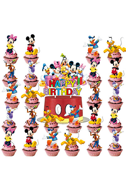 Miniso 25pcs 25pcs Mickey Mouse Cake Topper、Cupcake Toppers,Mickey Mouse Birthday Decorations，Mickey Mouse