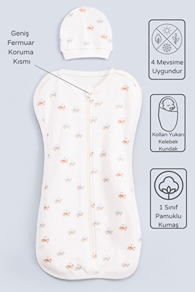 Vauva Bebek İçin %100 Pamuklu Kundak Fermuarlı Yumuşak Penye Kumaş Nefes Alabilen Kumaş