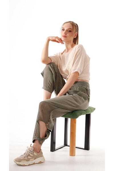 shE tekstil Leg Mesh Linen Shalwar