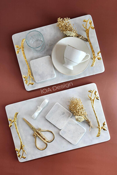 ioadesign Set Cuvânt / Logodna Nr.10 - Tava de logodna Accesorii pentru tavă de cafea pentru mire - Mâner din aur de salcâm