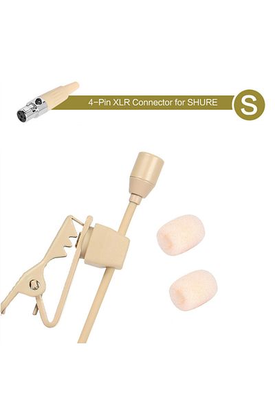 Choice S(For Shure) 1PCS Beige Lavalier Lapel Clip Microphone 3.5mm 3-Pin 4-Pin XLR For Shure Wireless Mout