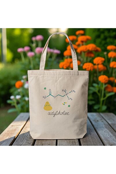 riyaz Asetilkolin - Özel Tasarım Bez Çanta, Omuz ve El Çantası, 35x40cm