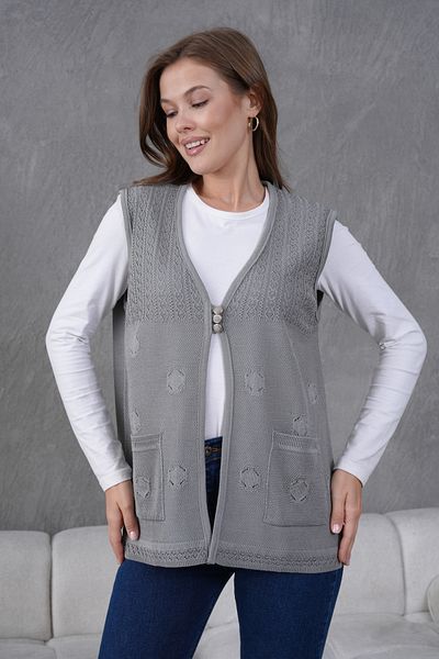 Lamierra Knitwear Openwork Mercerized Vest